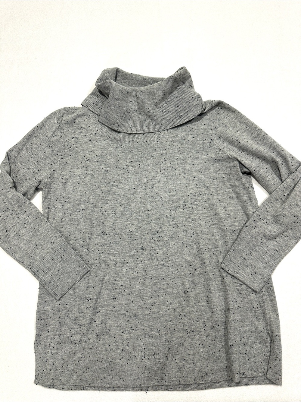 LOFT Women’s Heather Gray Speckled Turtleneck Tunic Sweater, XL